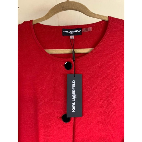 Karl Lagerfeld Paris NWT Red Cardigan Sweater Tunic Size LGG - Picture 3 of 10